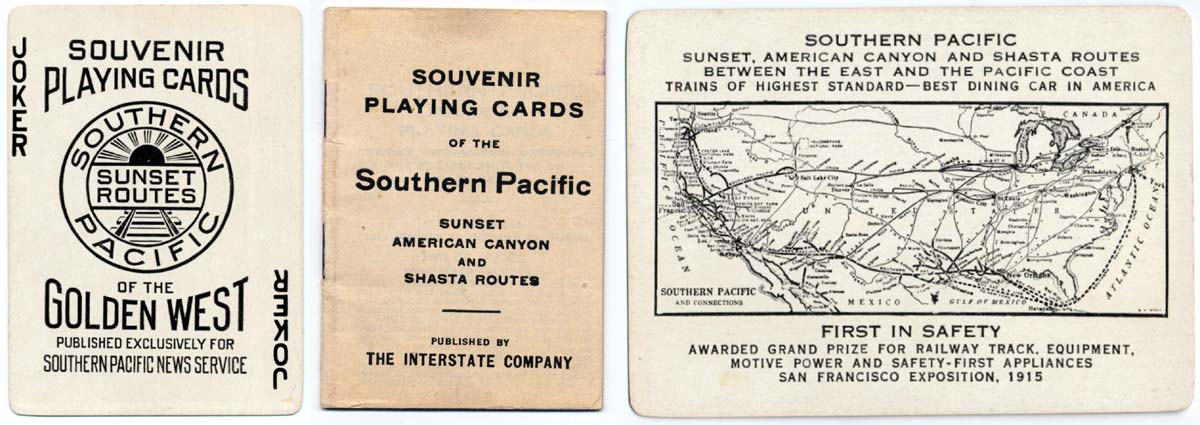 Southern Pacific Souvenir of the Golden West playing cards published by the Interstate Company, c.1915