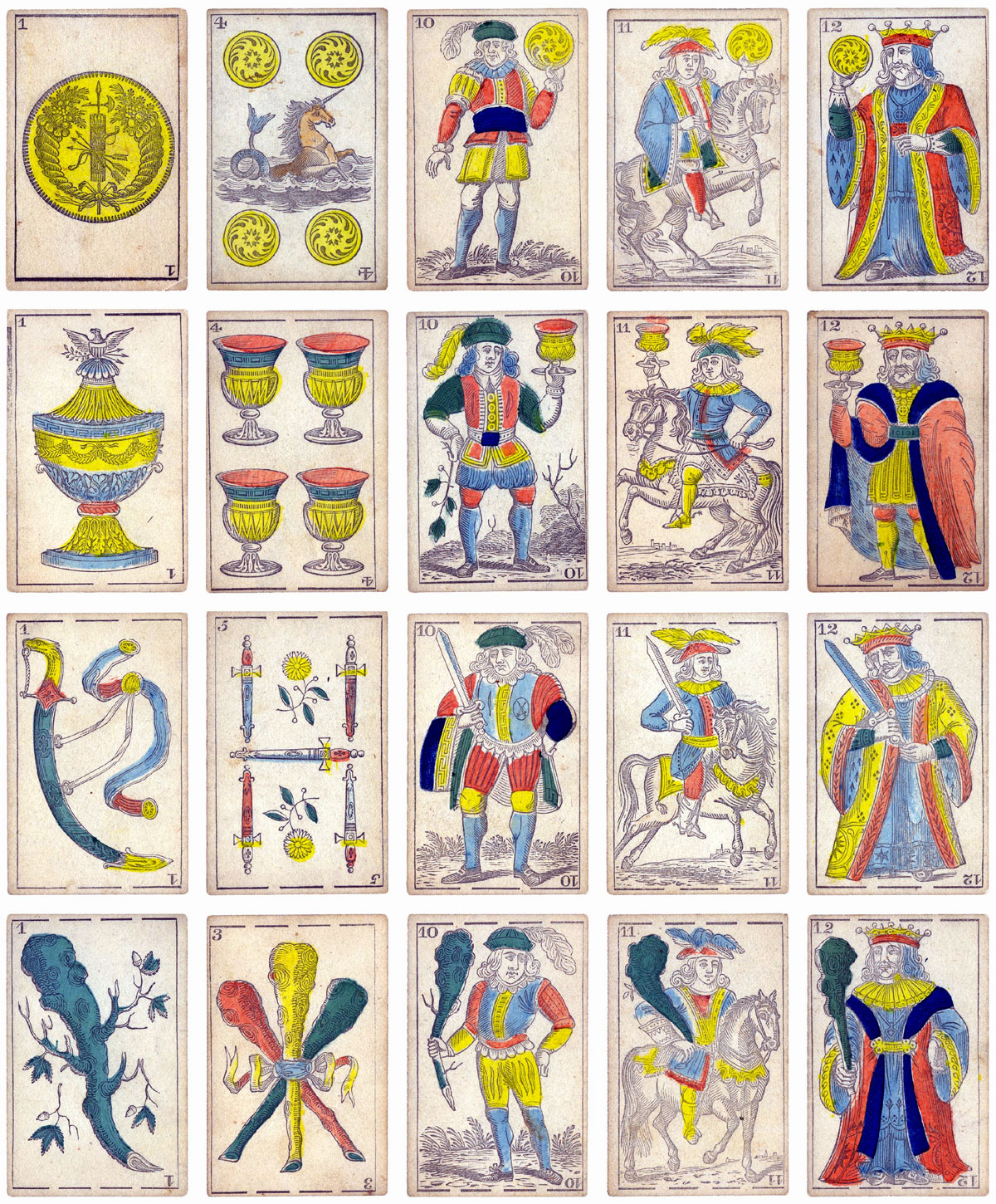 Spanish-suited deck published by J.Y. Humphreys, Philadelphia, c.1816