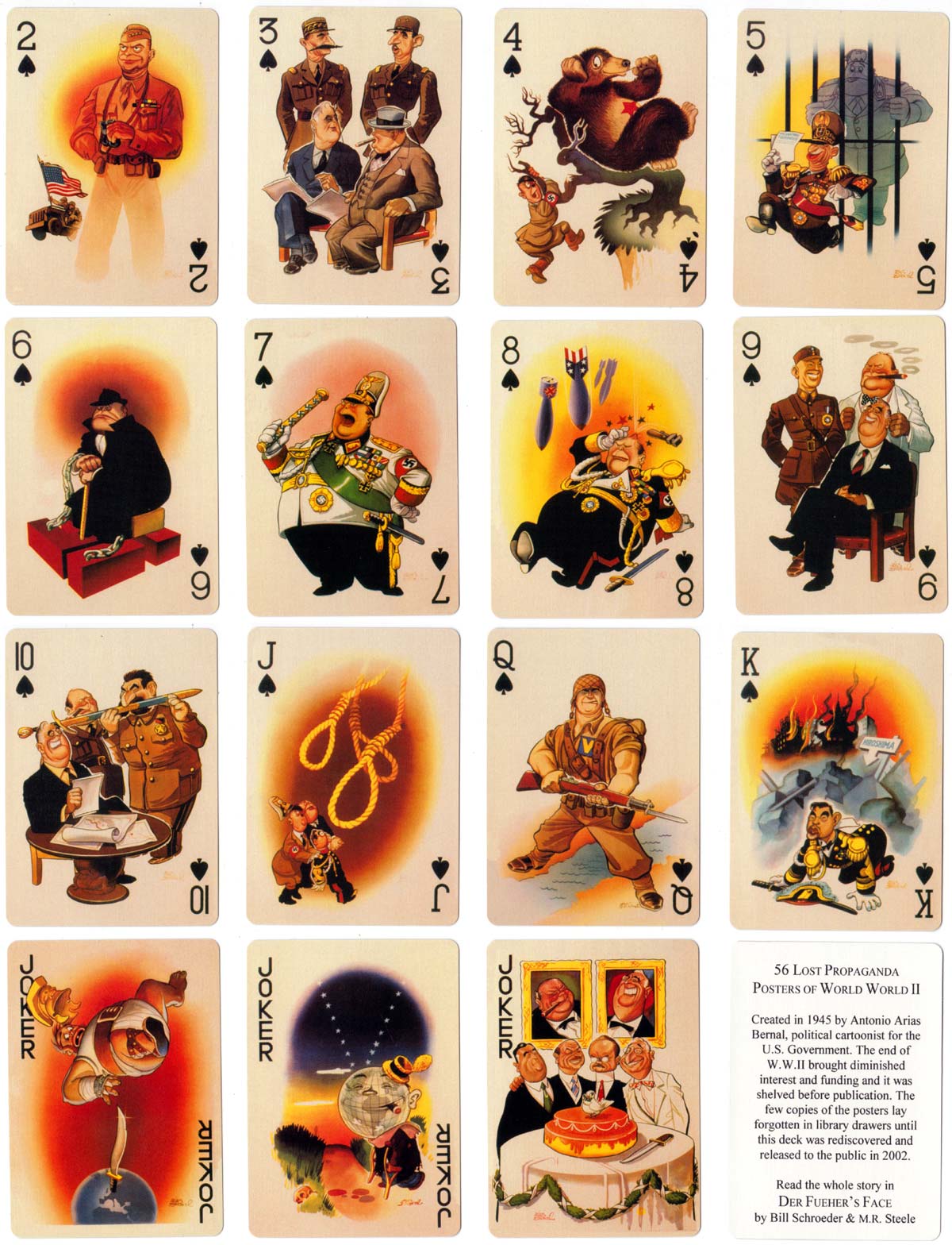 “In der Fuehrer’s Face” playing cards designed in 1943-45 by Antonio Arias Bernal