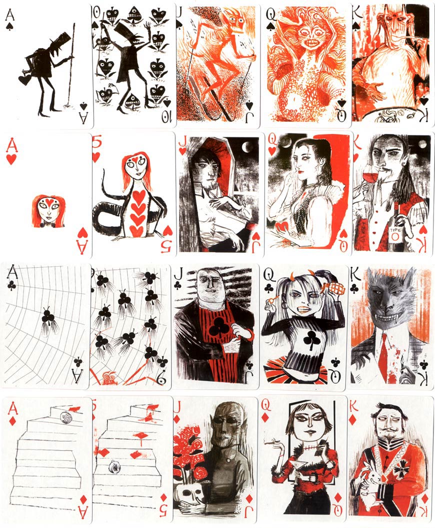 Bag of Bones playing cards, from a series of four decks designed by John Littleboy, 2008