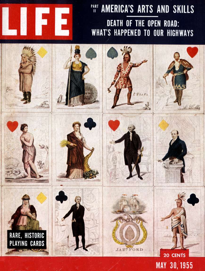 front cover of Life Magazine, May 30, 1955, featuring Historic Playing Cards commemorating early U.S. events and heroes