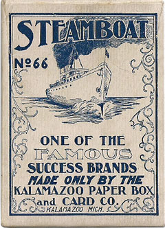 Steamboats #66 playing cards box, Kalamazoo Paper Box & Card Co., c.1903