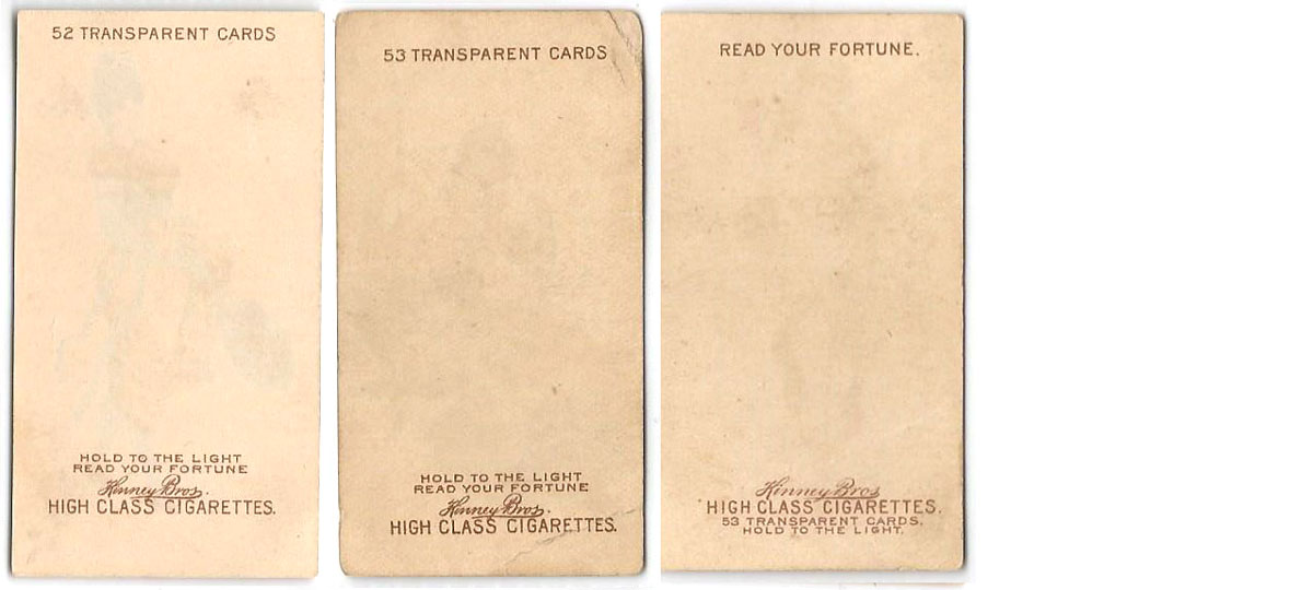Kinney Transparent playing cards, c.1890 Kinney Transparent playing cards, c.1890