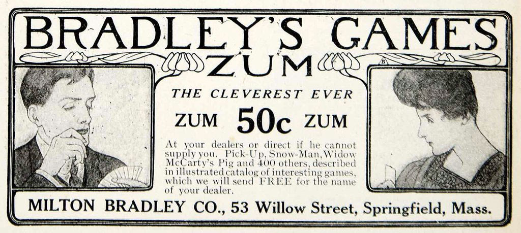 Zum card game published by Milton Bradley Co., c.1905 Zum card game published by Milton Bradley Co., c.1905