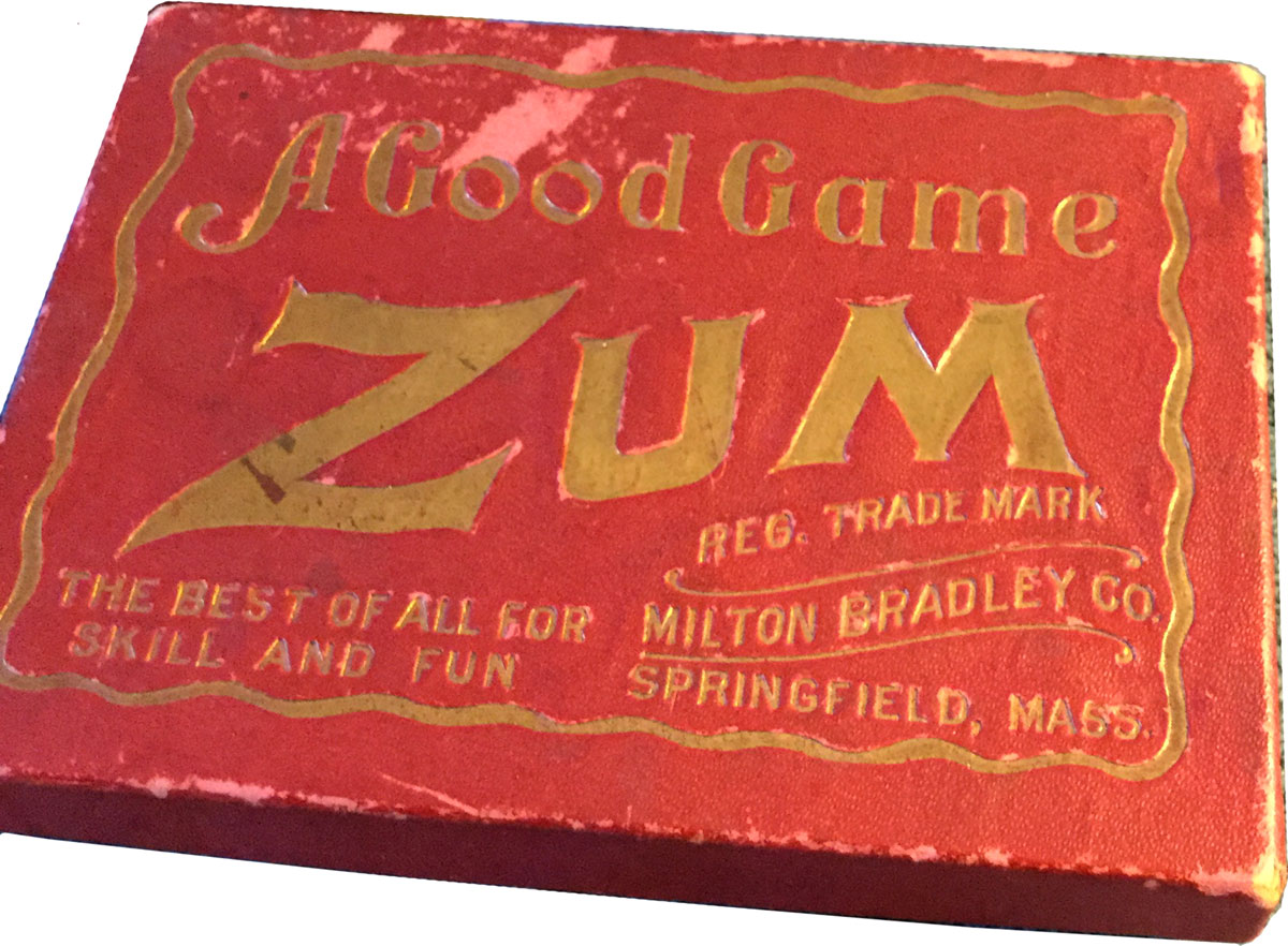 Zum card game published by Milton Bradley Co., c.1905