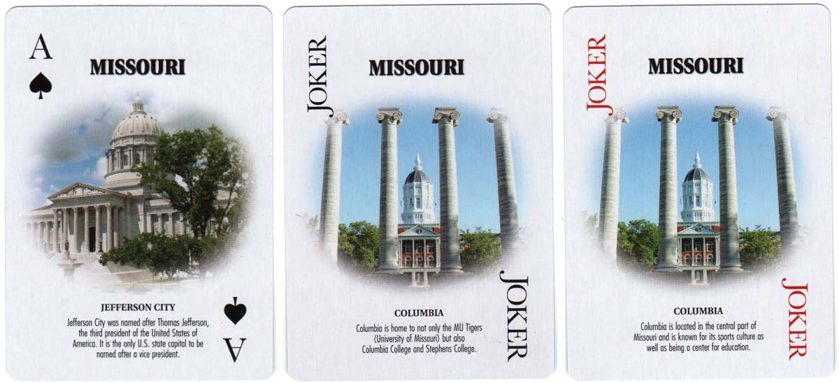 Missouri Souvenir playing cards designed by OnPoint Speciality products in the USA, 2017