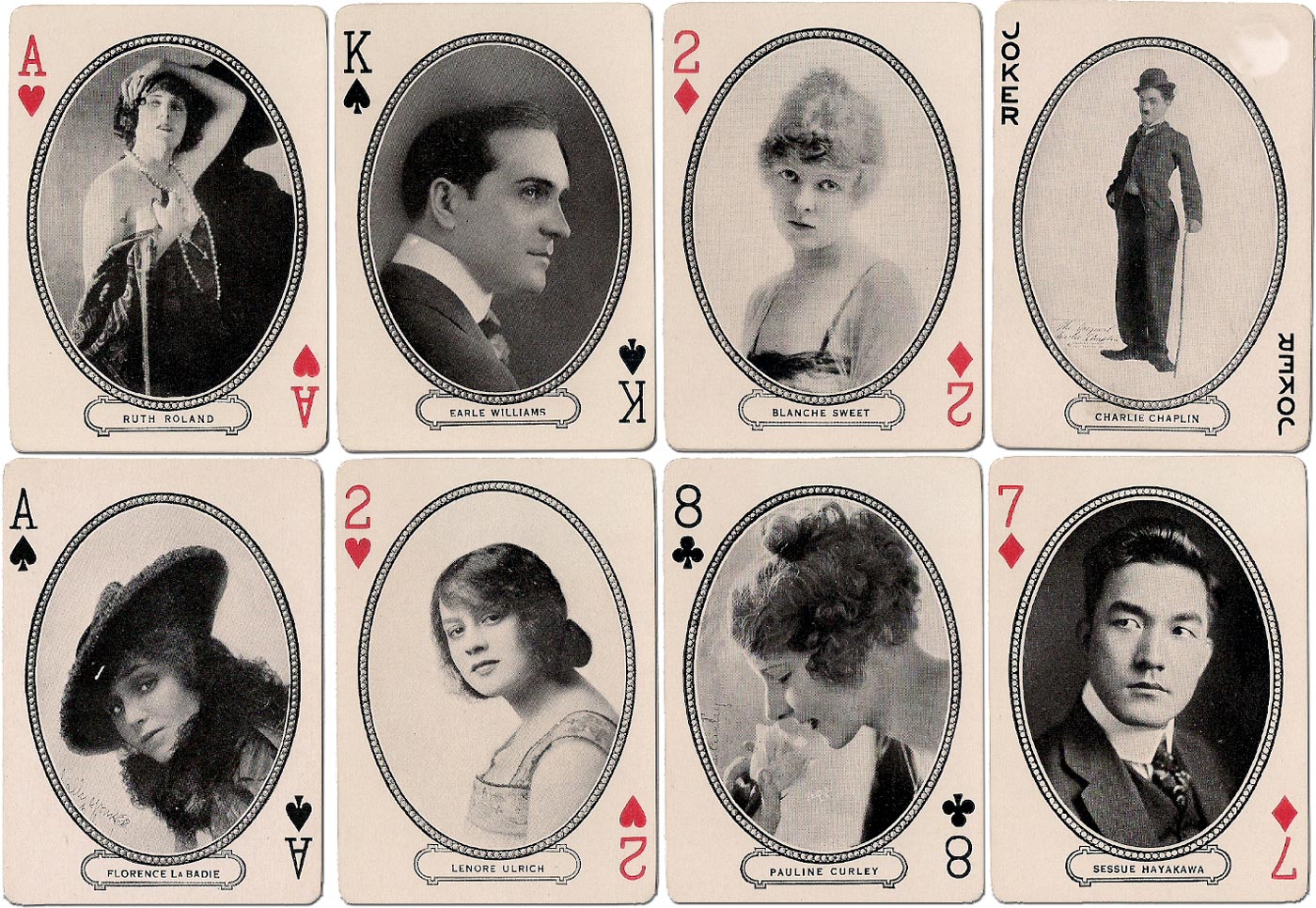 'Movie Souvenir' playing cards published by the Movie Souvenir Card Co., Cincinnati, USA, 1916