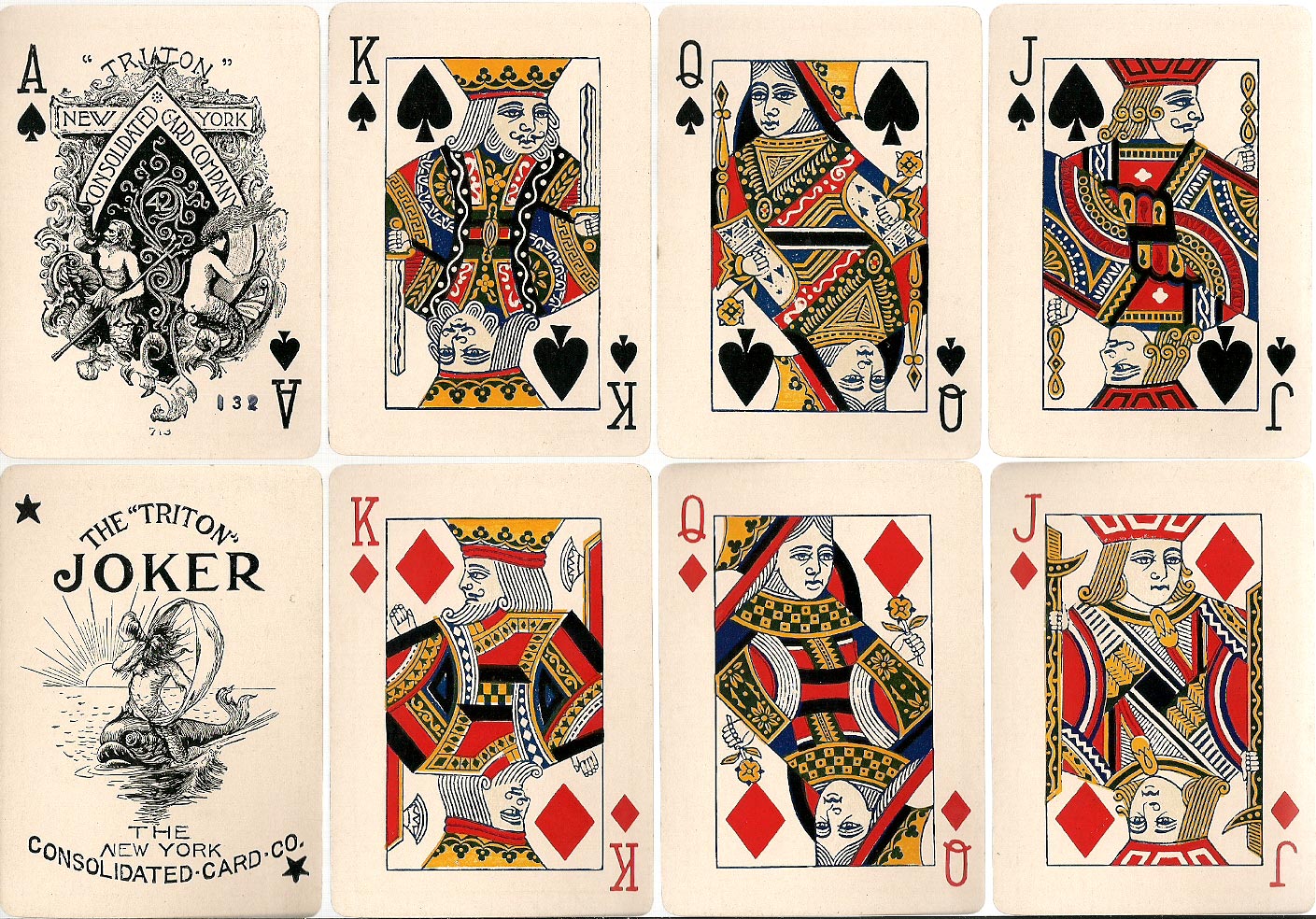 “Triton No.42” brand playing cards with the “Triton” Joker, c.1895
