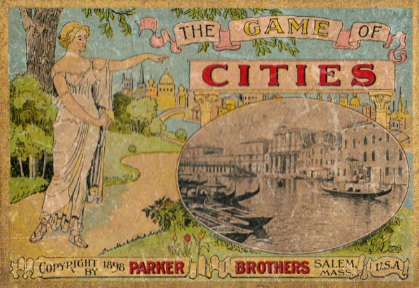 The Game of Cities published by Parker Brothers, Salem, Massachusetts, USA, c.1898