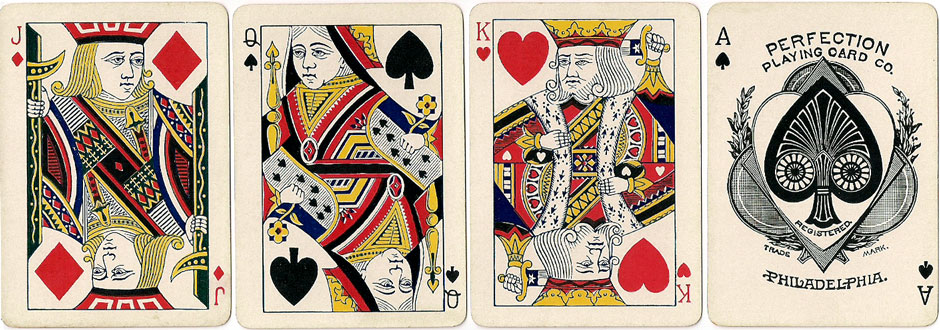 Tip-Top No.350 playing cards manufactured by Perfection Playing Card Company, Philadelphia, c.1887 Tip-Top No.350 playing cards manufactured by Perfection Playing Card Company, Philadelphia, c.1887