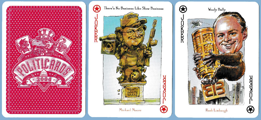 Politicards 2004 with satirical cartoons by illustrator Peter Green, USA, 2004