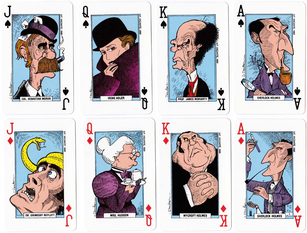Sherlock Holmes deck with designs by J. Decker, Gemaco 1989 Sherlock Holmes deck with designs by J. Decker, Gemaco 1989