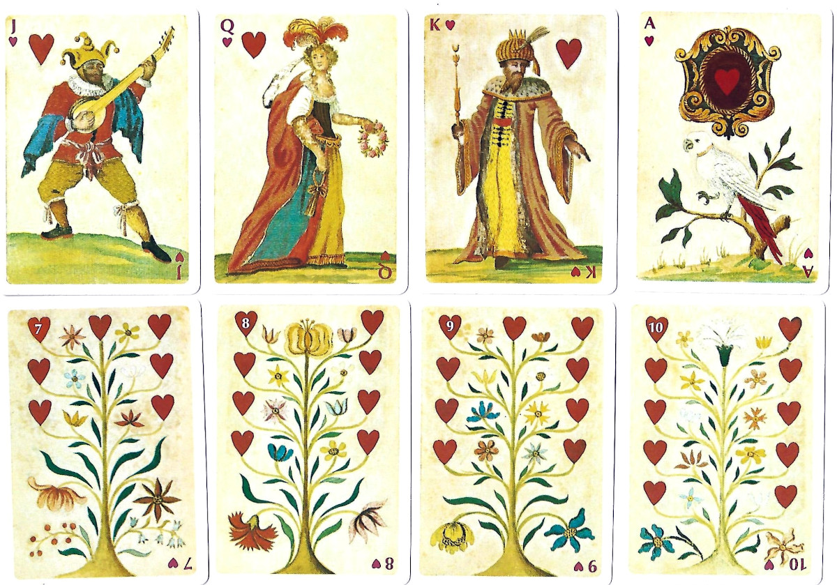 Facsimile edition of hand-made silk inlaid cards, probably made in Germany just before 1700, published by the Metropolitan Museum of Art, 1970
