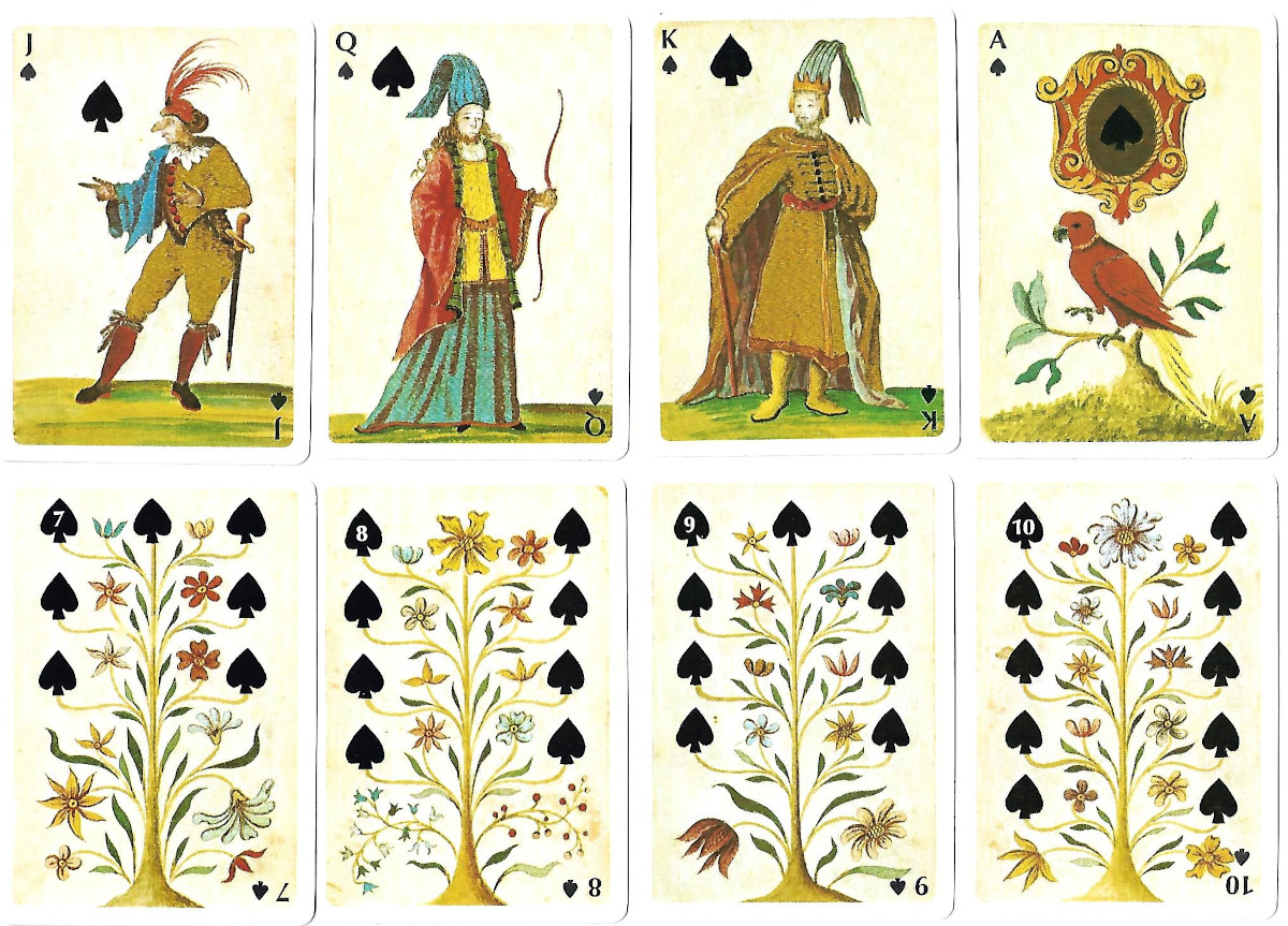 Facsimile edition of hand-made silk inlaid cards, probably made in Germany just before 1700, published by the Metropolitan Museum of Art, 1970