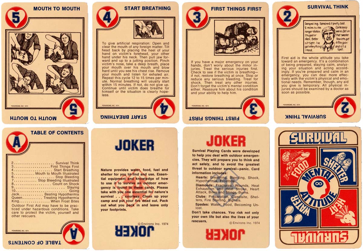 Survival Playing Cards by Environs inc. 1974 Survival Playing Cards by Environs inc. 1974
