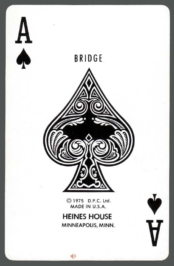 Heines House Ace of Spades with DPC attribution 1975 Heines House Ace of Spades with DPC attribution 1975