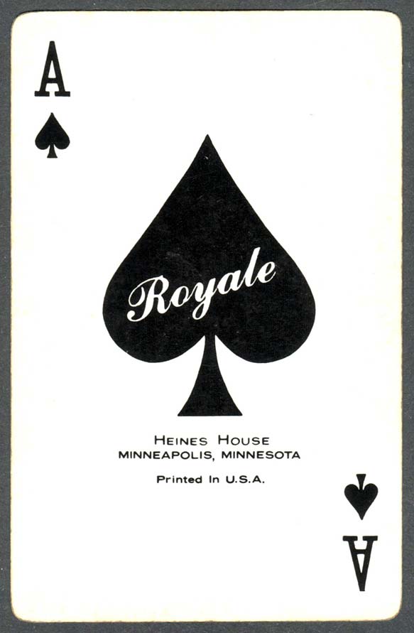 Heines House Ace of Spades from a ROYALE pack made by USPCC c.1970