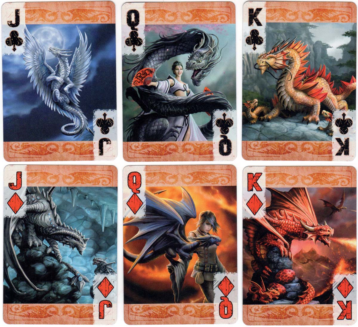 “Age of Dragons” fantasy playing cards with artwork by Anne Stokes, 2017