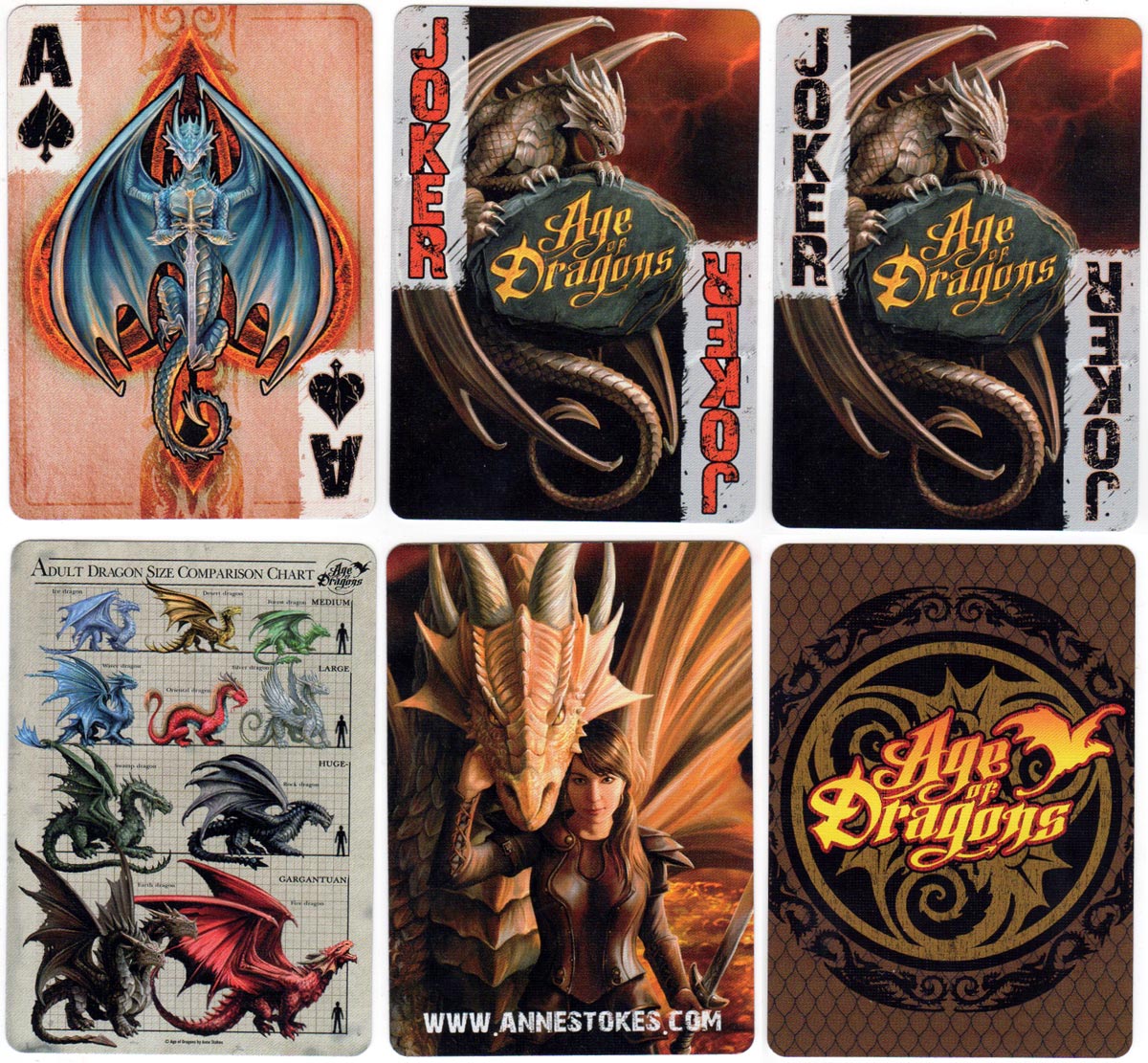 “Age of Dragons” fantasy playing cards with artwork by Anne Stokes, 2017