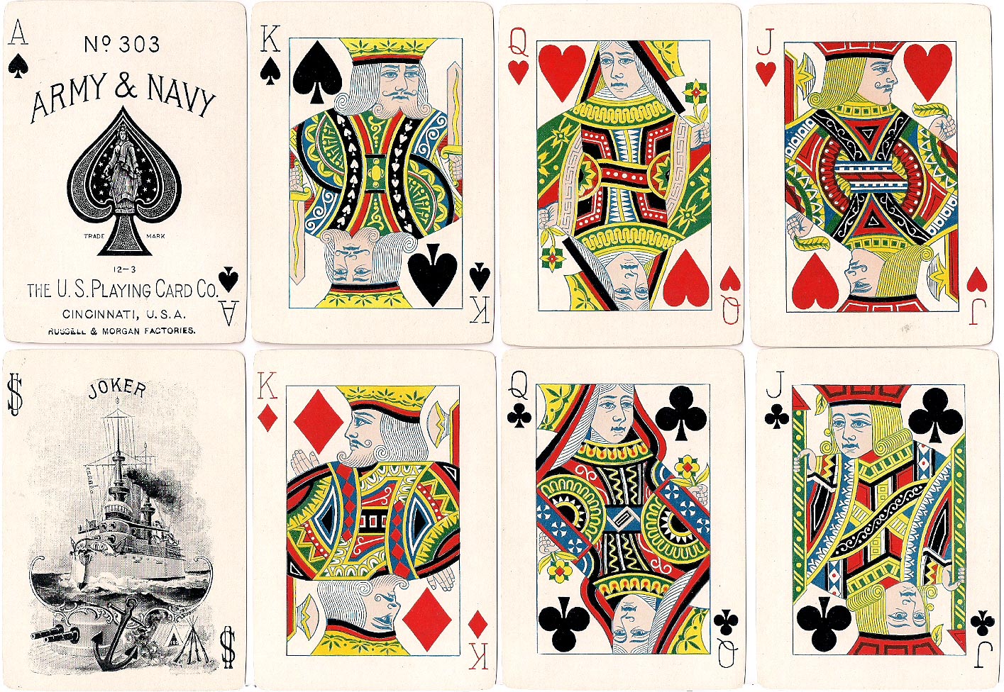 “Army & Navy #303” playing cards published by the United States Playing Card Co., Cincinnati, in c.1900