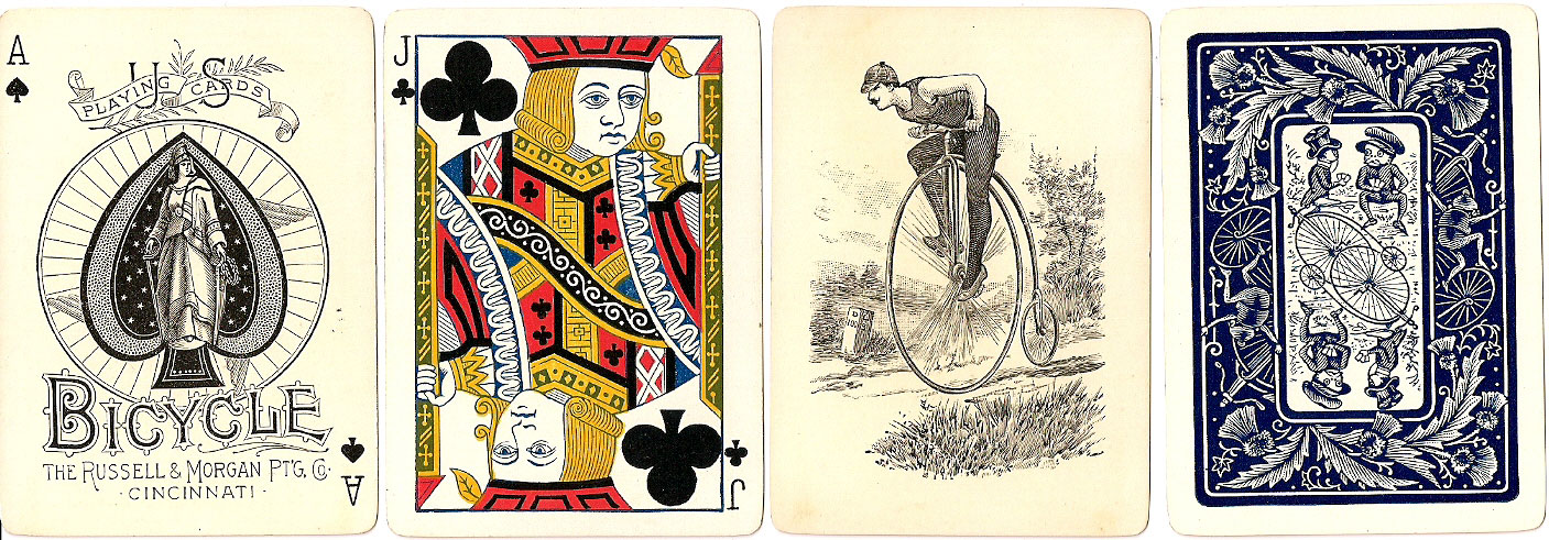 Bicycle No.808 playing cards, Russell & Morgan Printing Co., c.1889 Bicycle No.808 playing cards, Russell & Morgan Printing Co., c.1889