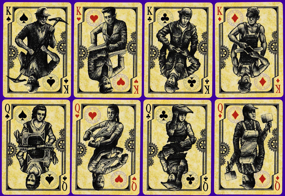 Bicycle Blue Collar playing cards designed by Johnny Whaam, USA, 2014