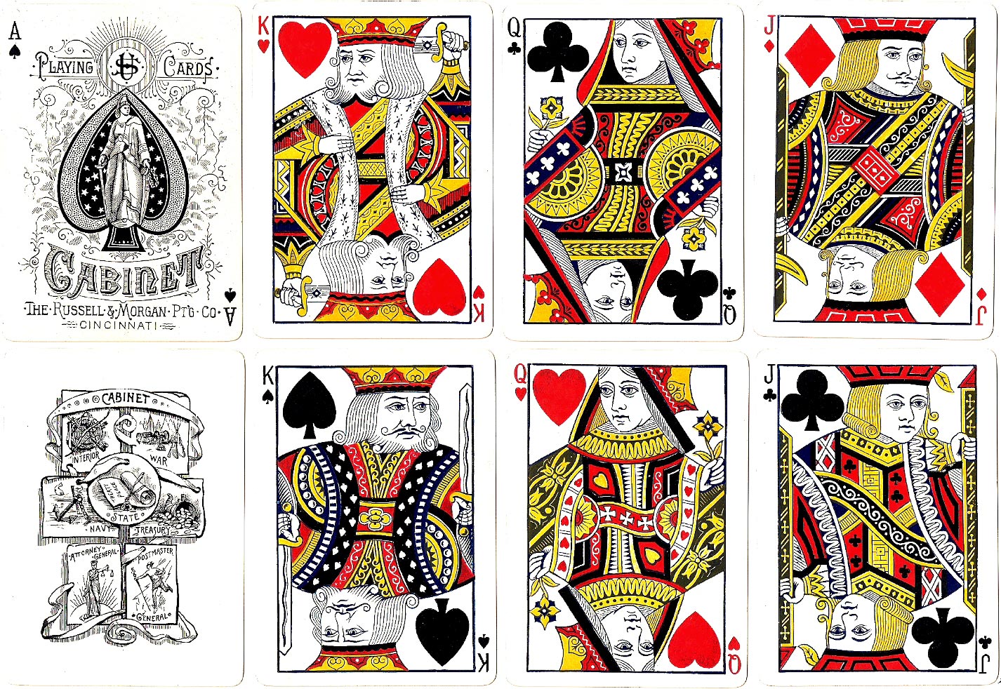 Cabinet No.707 playing cards manufactured by the Russell & Morgan Printing Co, Cincinnati, c.1888