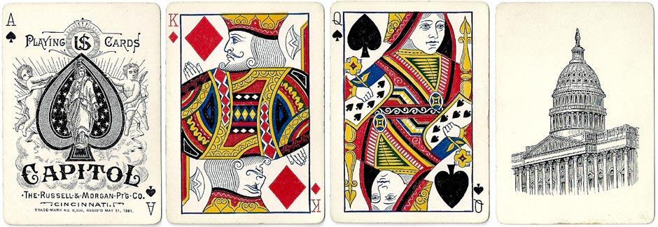 “Capitol #188” brand playing cards manufactured by Russell & Morgan Printing Co., Cincinnati, c.1886