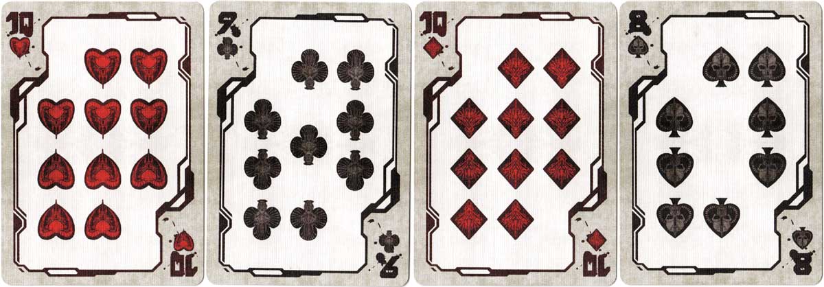 Bicycle Cybertech playing cards illustrated by Jamie Meza, printed by USPCC, 2019 Bicycle Cybertech playing cards illustrated by Jamie Meza, printed by USPCC, 2019