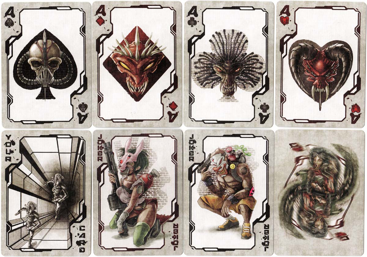Bicycle Cybertech playing cards illustrated by Jamie Meza, printed by USPCC, 2019 Bicycle Cybertech playing cards illustrated by Jamie Meza, printed by USPCC, 2019