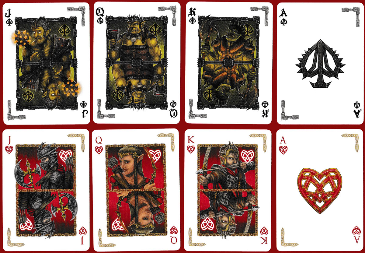 Bicycle Elves & Orcs playing cards illustrated by Nathanael Iwata, USA, 2013