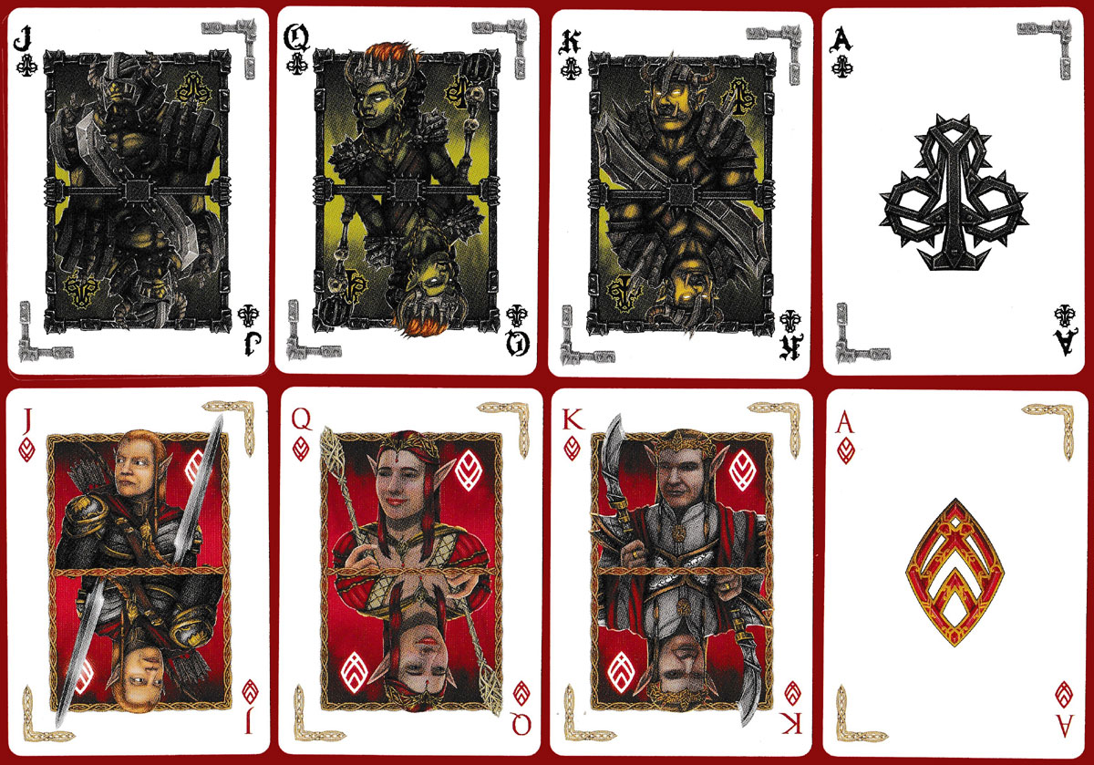 Bicycle Elves & Orcs playing cards illustrated by Nathanael Iwata, USA, 2013