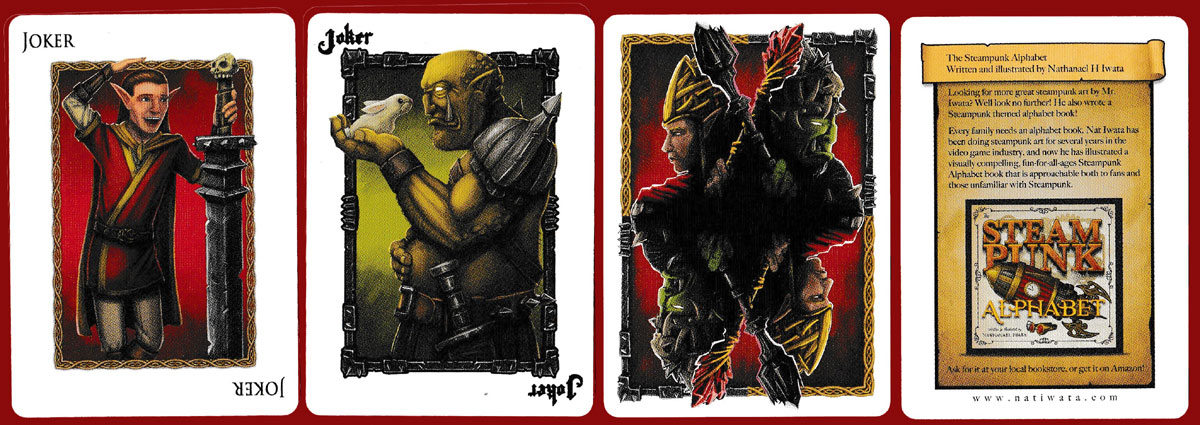 Bicycle Elves & Orcs playing cards illustrated by Nathanael Iwata, USA, 2013