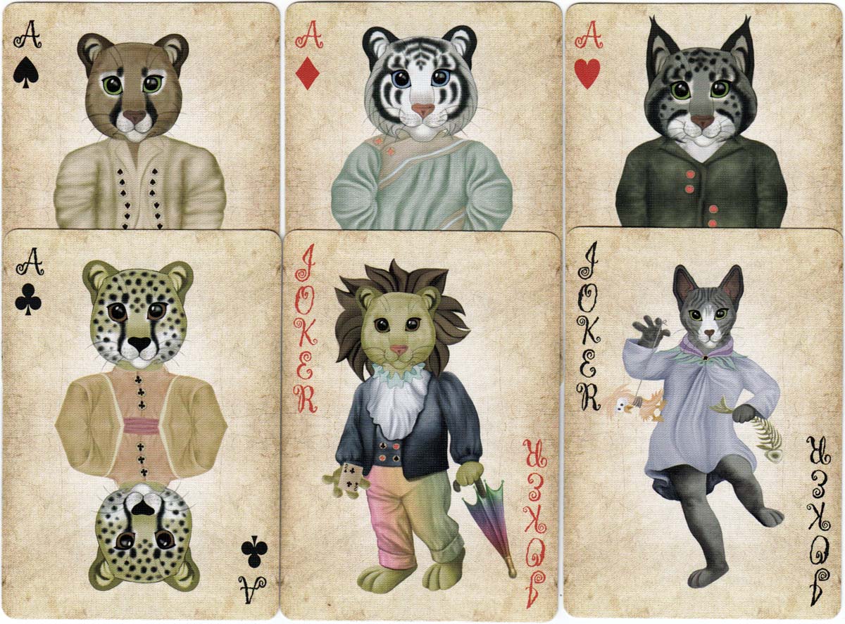 ‘Friendly Felines’ playing cards designed by Azured Ox, 2017