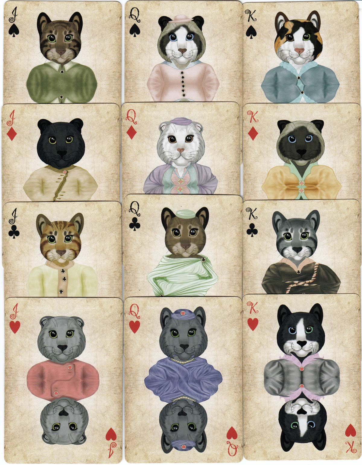 ‘Friendly Felines’ playing cards designed by Azured Ox, 2017