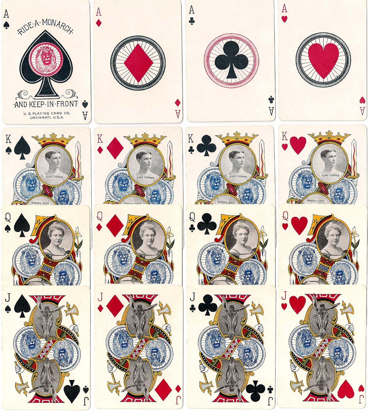Monarch Bicycle playing cards manufactured by U.S.P.C.C. in 1895