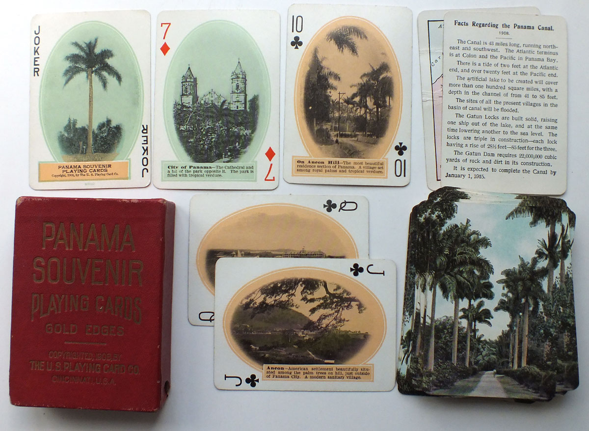 1st edition of Panama Souvenir playing cards published by U.S. Playing Card Co., 1908