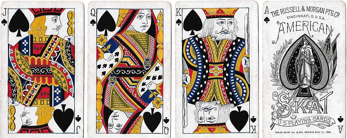 No.4 Special Whist (American Skat) playing cards made by the Russell & Morgan Printing Company, 1889