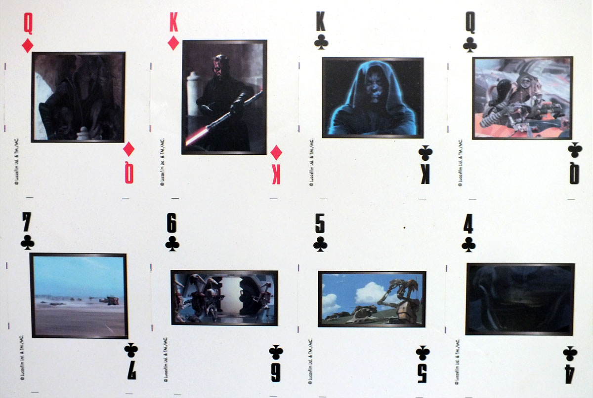Detail from uncut sheet of STAR WARS Episode 1 playing cards printed by U.S. Playing Card Co., c.1999