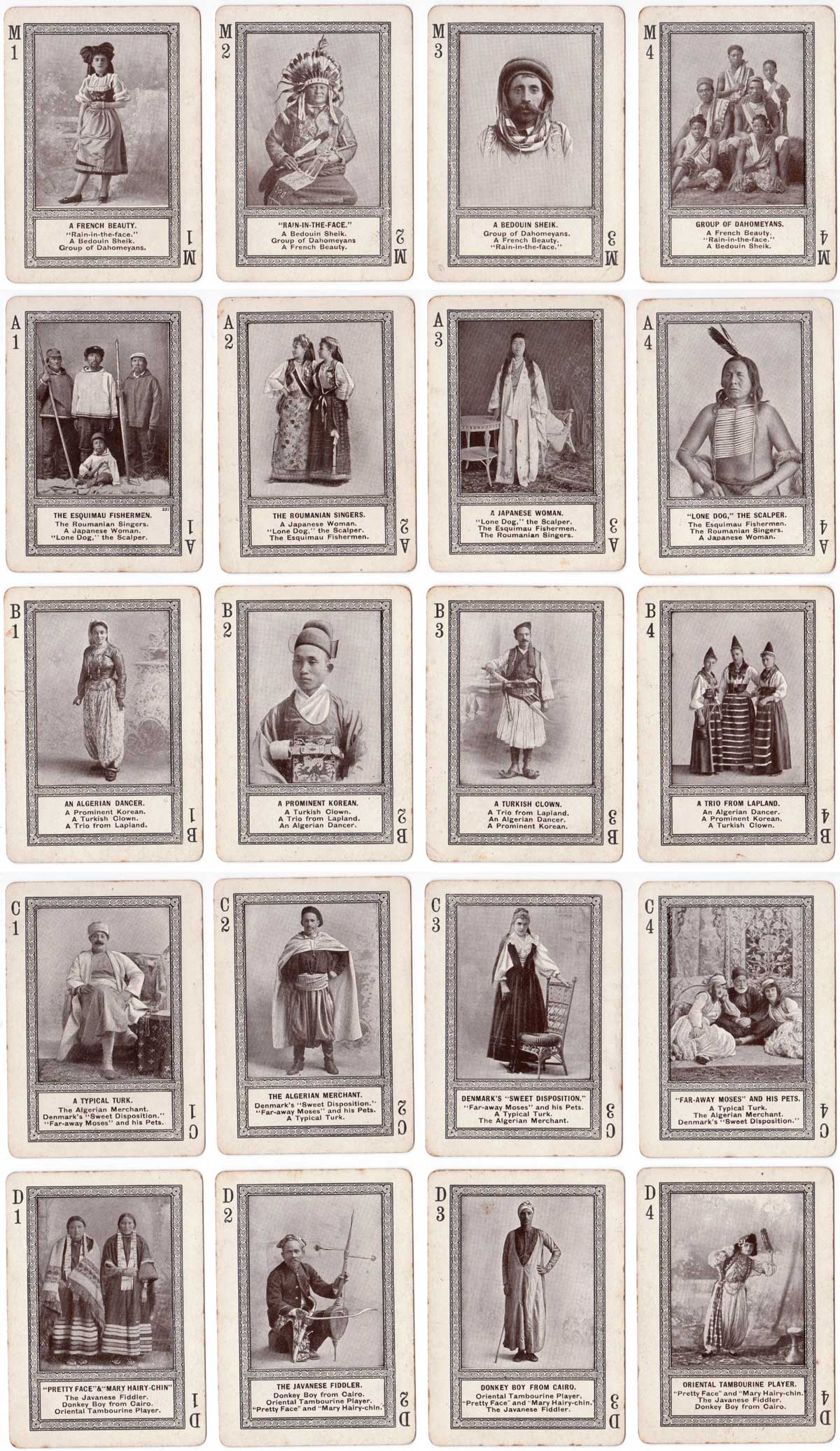 “Strange People” card game produced by the Fireside Game Co., Cincinnati, 1895