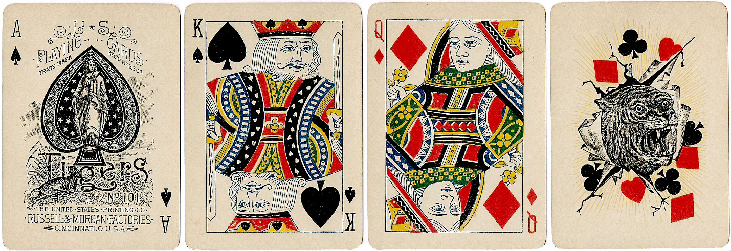 Tigers No.101 playing cards manufactured by the United States Printing Co., Russell & Morgan Factories, c.1891