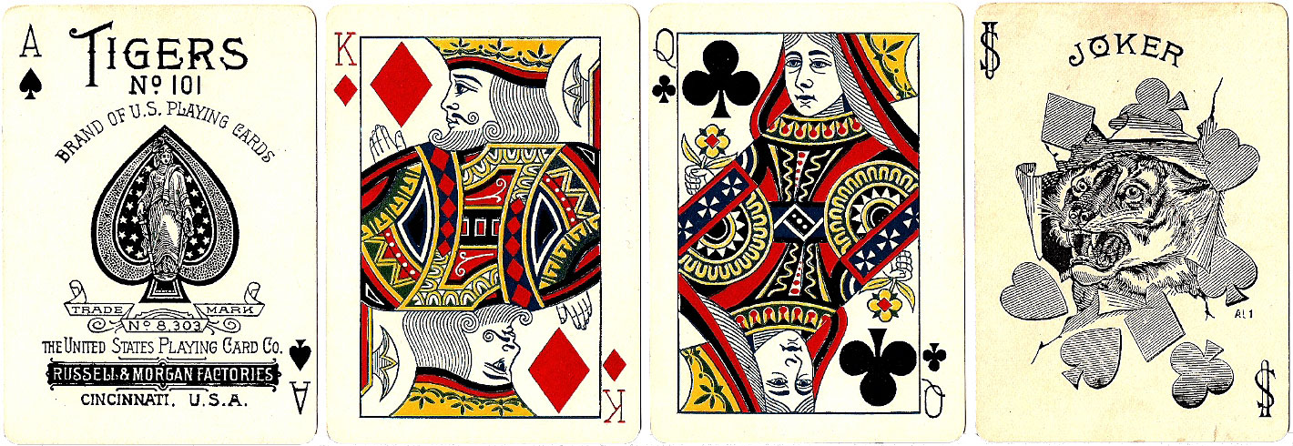 Tigers No.101 playing cards manufactured by the United States Playing Card Co, Russell & Morgan Factories, c.1895