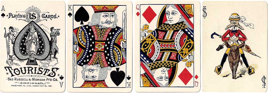 “Tourists No.155” playing cards manufactured by Russell & Morgan Printing Co., Cincinnati, c.1886