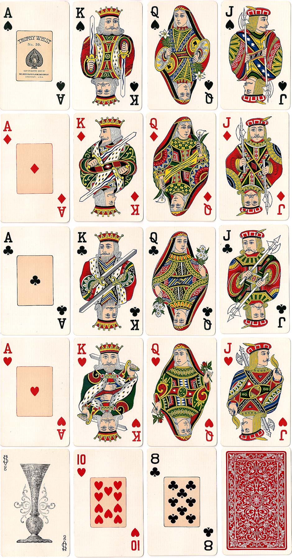 Trophy Whist No.39 playing cards published by the the United States Playing Card Co., 1895