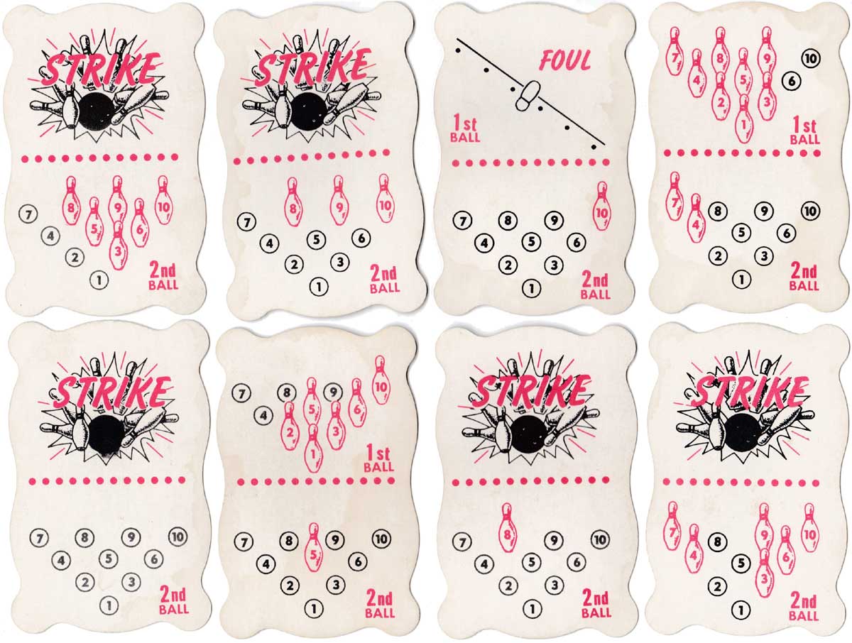 Pocket Size Bowling card game by Warren Paper Products, c.1960s