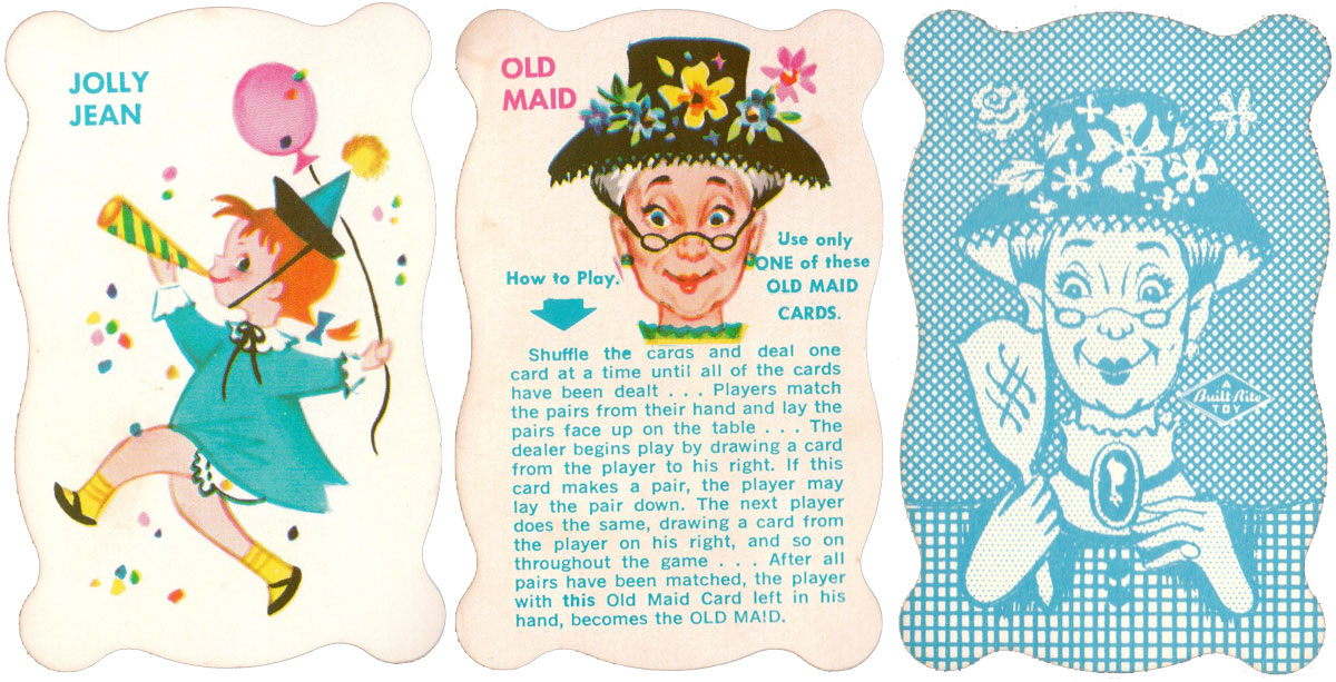 Old Maid card game by Built-Rite toys, Warren Paper Products, Co., c.1960