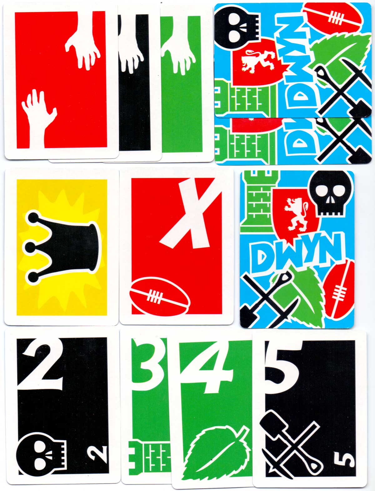 Dwyn - a card game about Welsh history designed by Simon Grennan and Christopher Sperandio, 2006 Dwyn - a card game about Welsh history designed by Simon Grennan and Christopher Sperandio, 2006