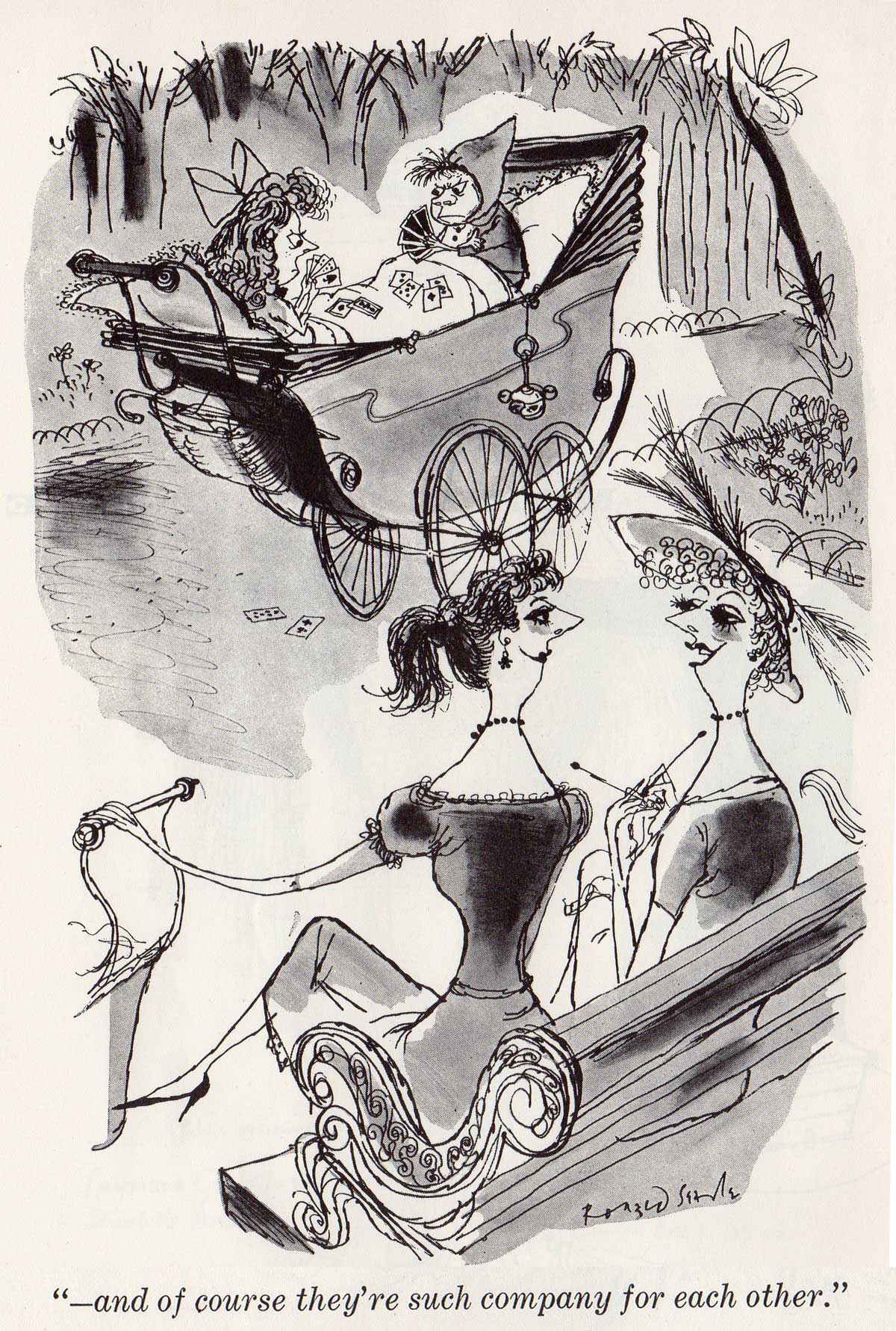 cartoon drawn by Ronald Searle, 1954