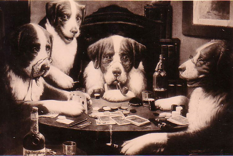 Dogs playing cards
