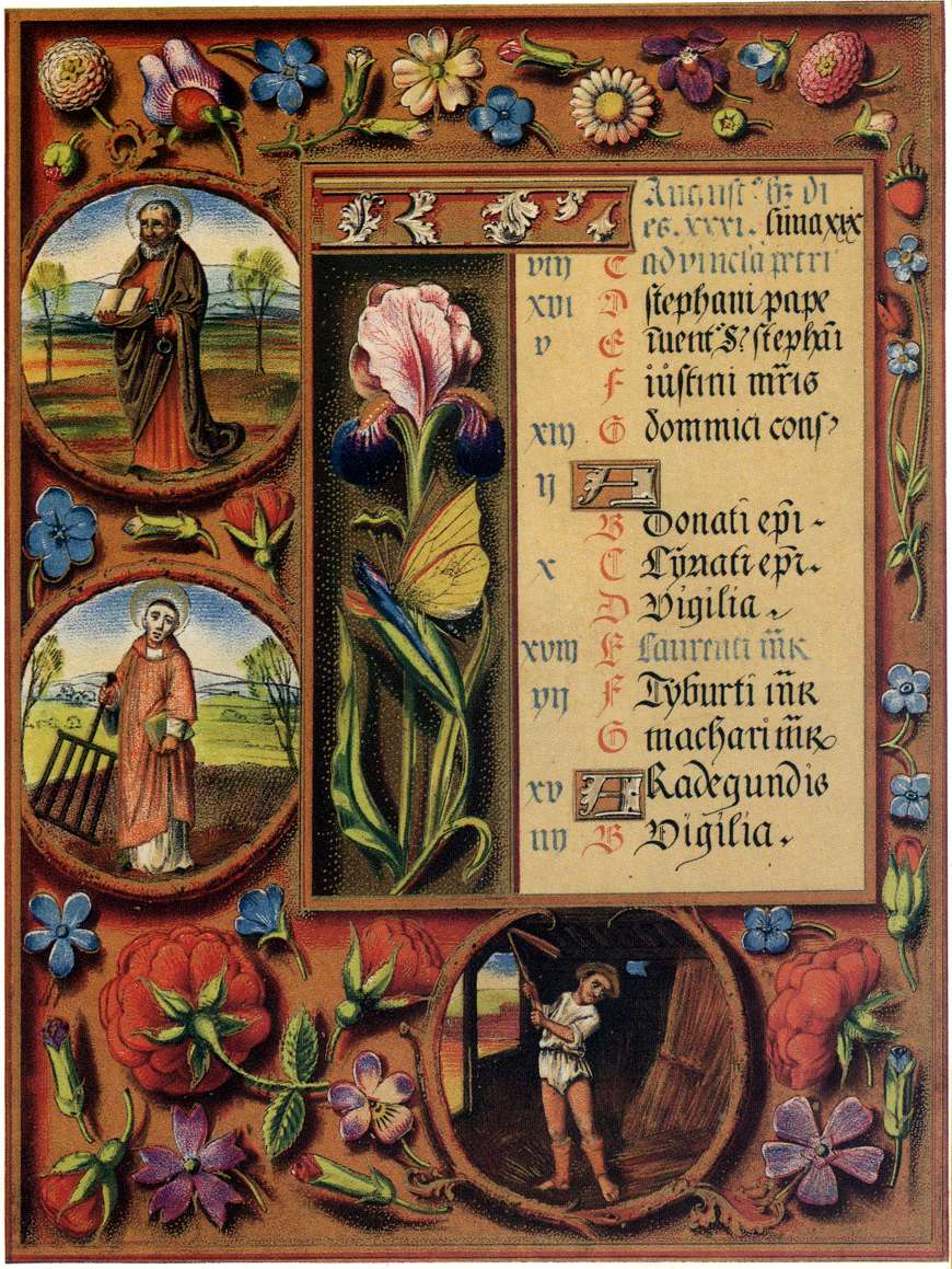 early 16th century Missal with naturalistic flowers strewn in borders